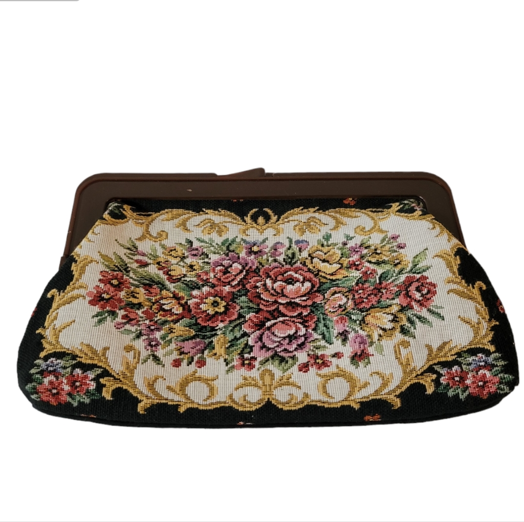 Vintage Tapestry Clutch Purse Floral